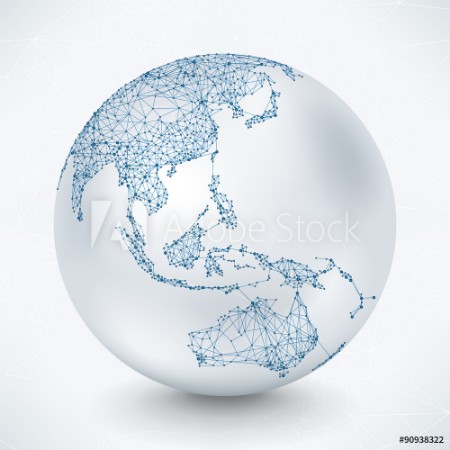Afbeeldingen van Abstract Telecommunication Earth Map - Asia Indonesia Oceania Australia